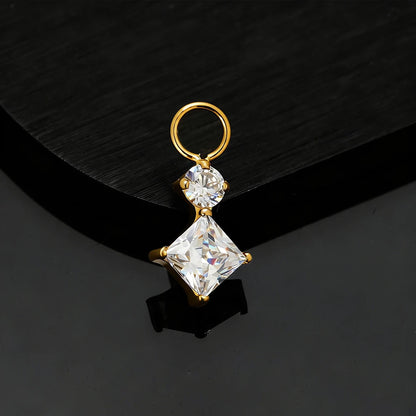 Right Grand ASTM F136 Titanium Dangle Geometric Square CZ Charm Pendant for Clicker Helix Hoop Piercing Jewelry