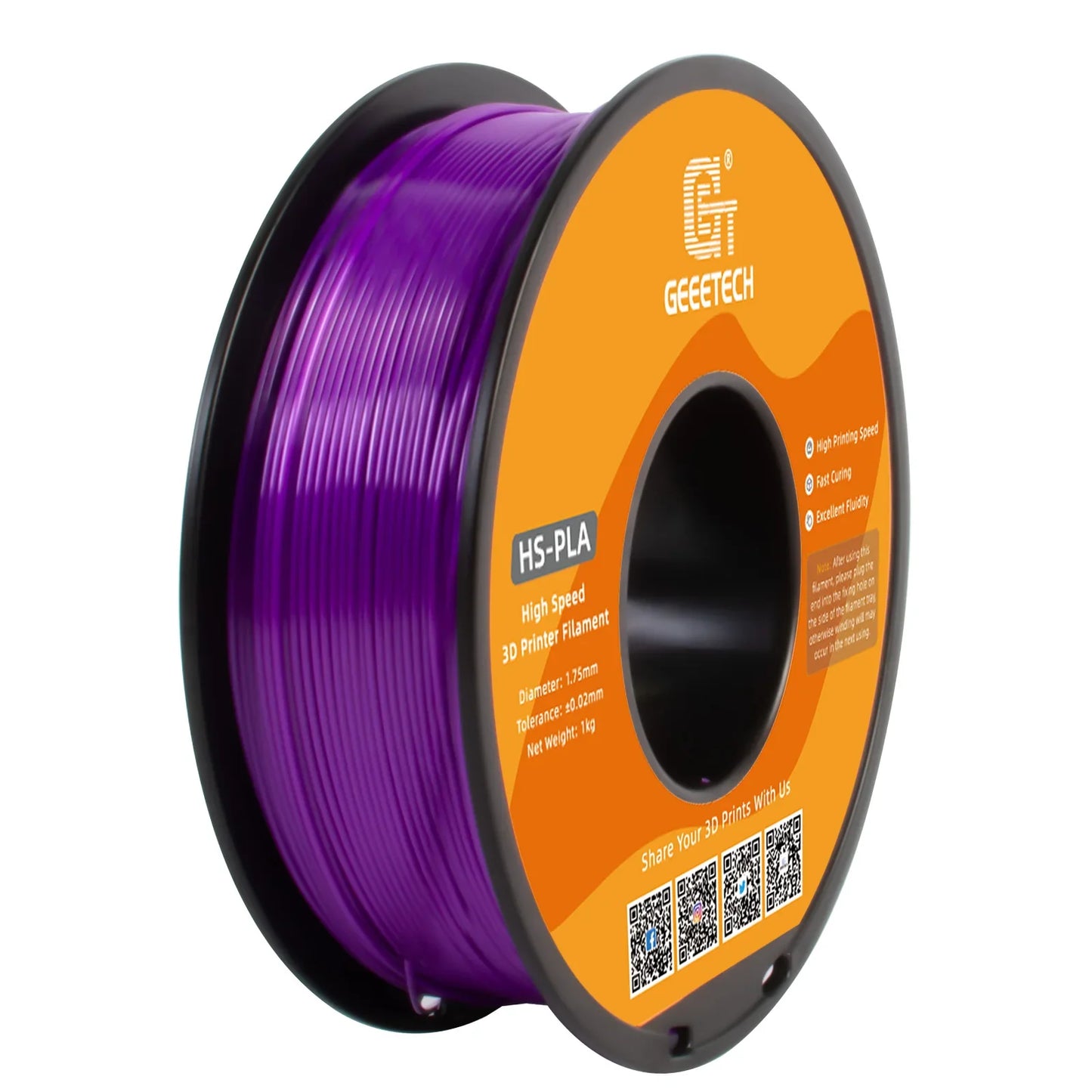 GEEETECH High-Speed PLA Filament 1.75mm 1kg 1 spool,Better Liquidity, Fast Curing, HS-PLA High-Speed 3D Printing Filament