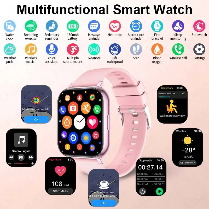 LIGE 2026 New Health Monitor 1.83" HD Screen Fitness SmartWatch Call Reminder Bluetooth Call Waterproof Smart watch Men Women