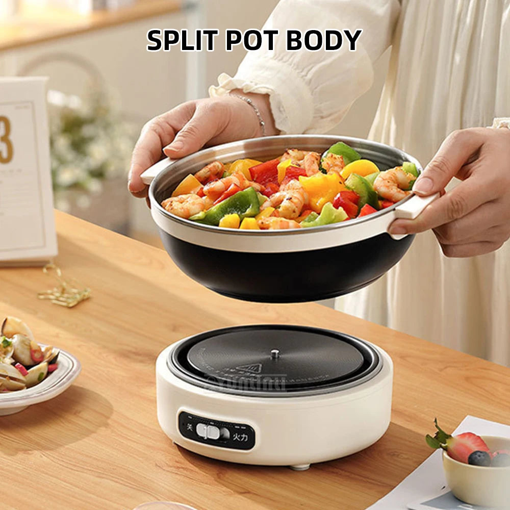 Kitchen Fast Heating Cooker Durable Portable Foldable Multi Cooker Split Stainless Steel Electric Pot