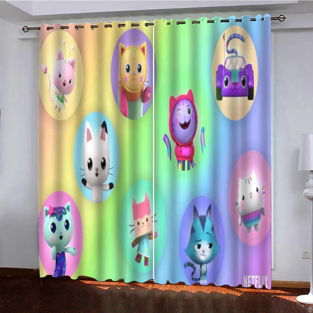 Gabby Doll house 3D Printed Blackout Curtain for Kids Adults Bedroom Home Decor