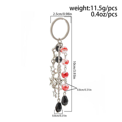 Salircon Gothic Cross Love Heart Skull Key Pendant Keychain for Women Trend Black Bowknot Key Ring Female Halloween Y2K Jewelry
