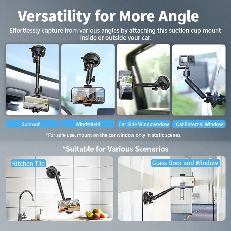 Ulanzi Go-Quick II Action Camera Smartphone Suction Cup Mount 1/4'' Screw 360° Ballhead For GoPro for Insta360 Phone Car Holder