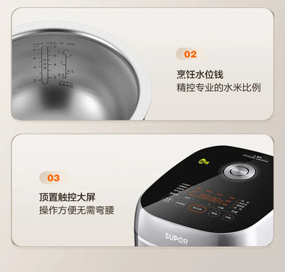 SUPOR 4L IH Ball Pot Rice Cooker Titanium Uncoated Non-Stick 316L Liner For 3-8 People 220V
