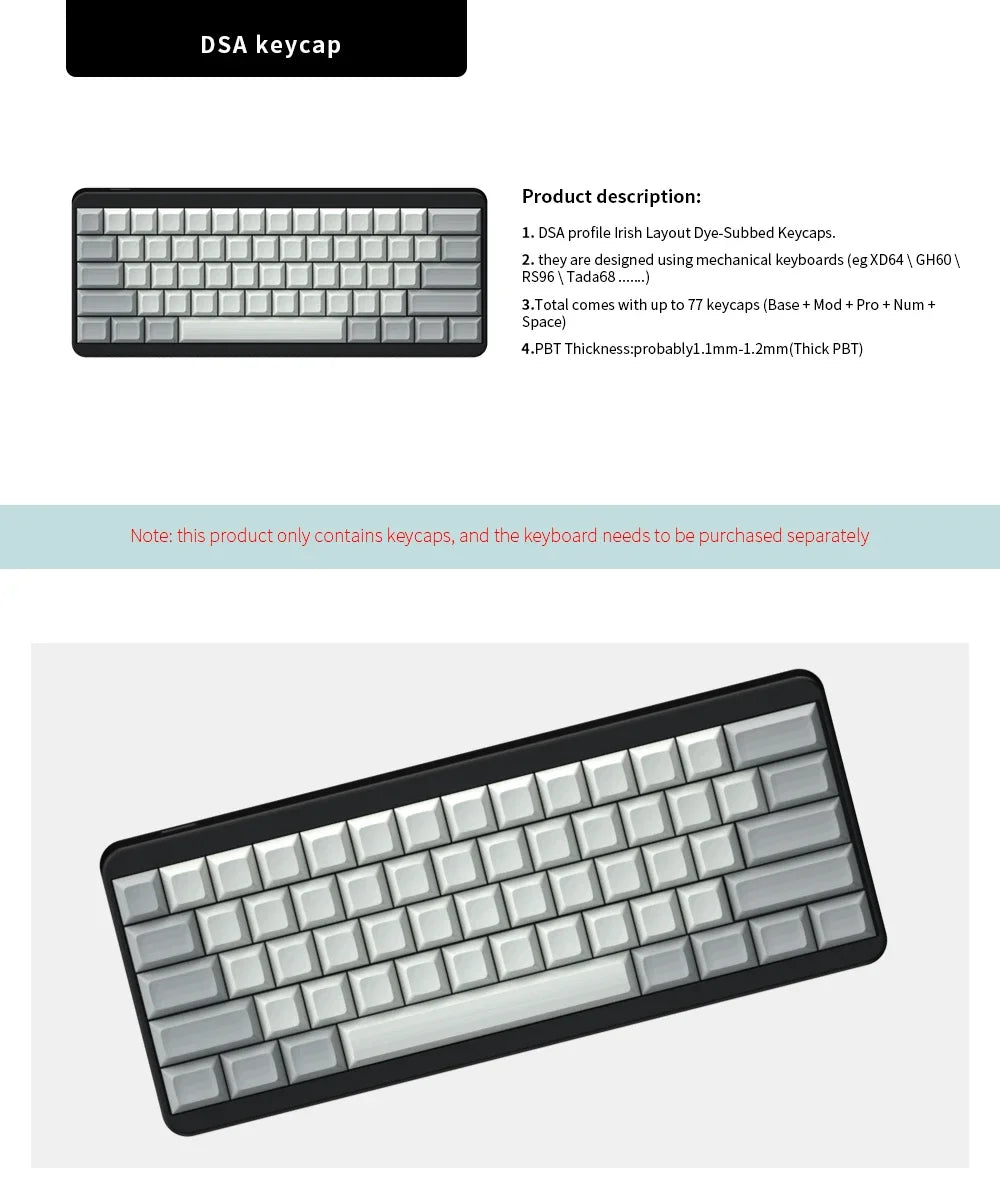 NPKC PBT Keycaps Custom Keycap Set Blank Key caps ANSI Retro Key cap DSA Keycaps for MX Switch Mechanical Keyboard GH60 XD/GK64