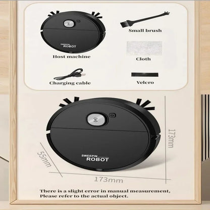 2026 3-in-1 Strong Suction Smart Sweeping Robot Rechargeable Washable Mop For Pet Hair Hard Floor Kitchen Room Sweeping Robot