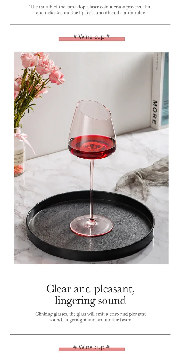 French Pink Flamingo Red Wine Glasses Set Crystal Glass Goblet Creative Inclined Mouth Concave Bottom Champagne Wine Cup Blue