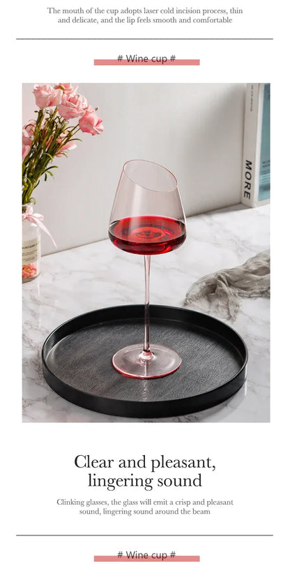 French Pink Flamingo Red Wine Glasses Set Crystal Glass Goblet Creative Inclined Mouth Concave Bottom Champagne Wine Cup Blue