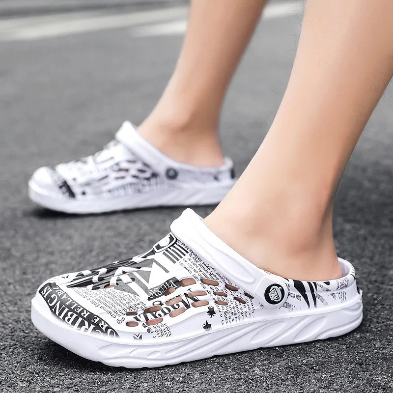 Plus Size 49 Men Non-slip Sandals Clogs Men and Women Home Beach Slippers Breathable Lightweight Men Outdoor House Slides