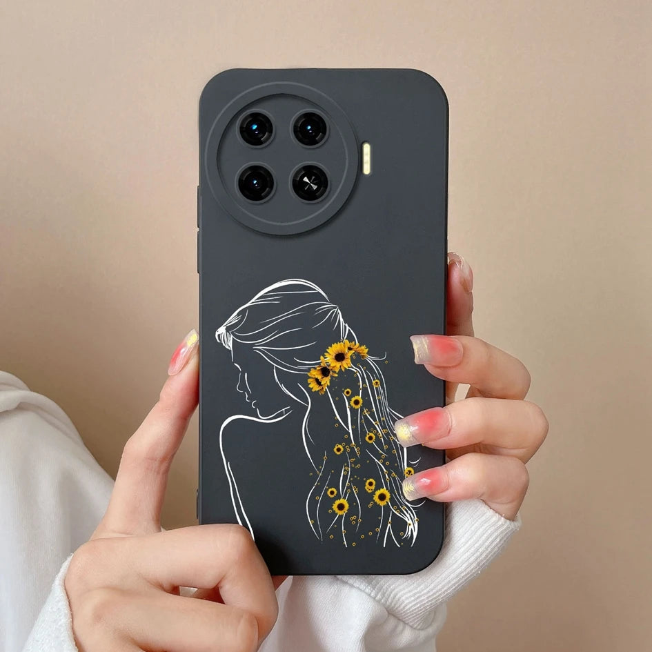 Cover For Tecno Spark 20 Pro+ 4G Case Phone Bags Pretty Flower Liquid Soft Silicone Shell For Tecno Spark20 Pro Plus Funda Coque