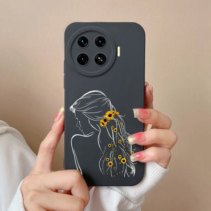 Cover For Tecno Spark 20 Pro+ 4G Case Phone Bags Pretty Flower Liquid Soft Silicone Shell For Tecno Spark20 Pro Plus Funda Coque