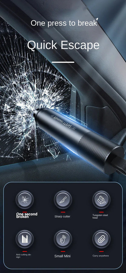 2 In 1 Car Safety Hammer Emergency Glass Breaker Cut The Seat Belt High Hardness Tungsten Steel Rescue Tool Auto Accessories