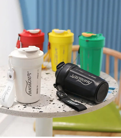 480ml Portable Thermal Coffee Mug Double Layer Stainless Steel Coffee Mug with Lid Car Thermos Milk Juice Water Bottle Gift Mug