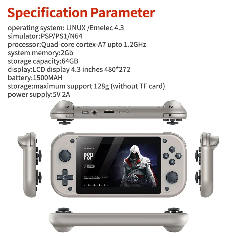 M17 Portable Video Game Console Retro Linux Open Source System 4.3-inch IPS display Portable 64GB pocket video player