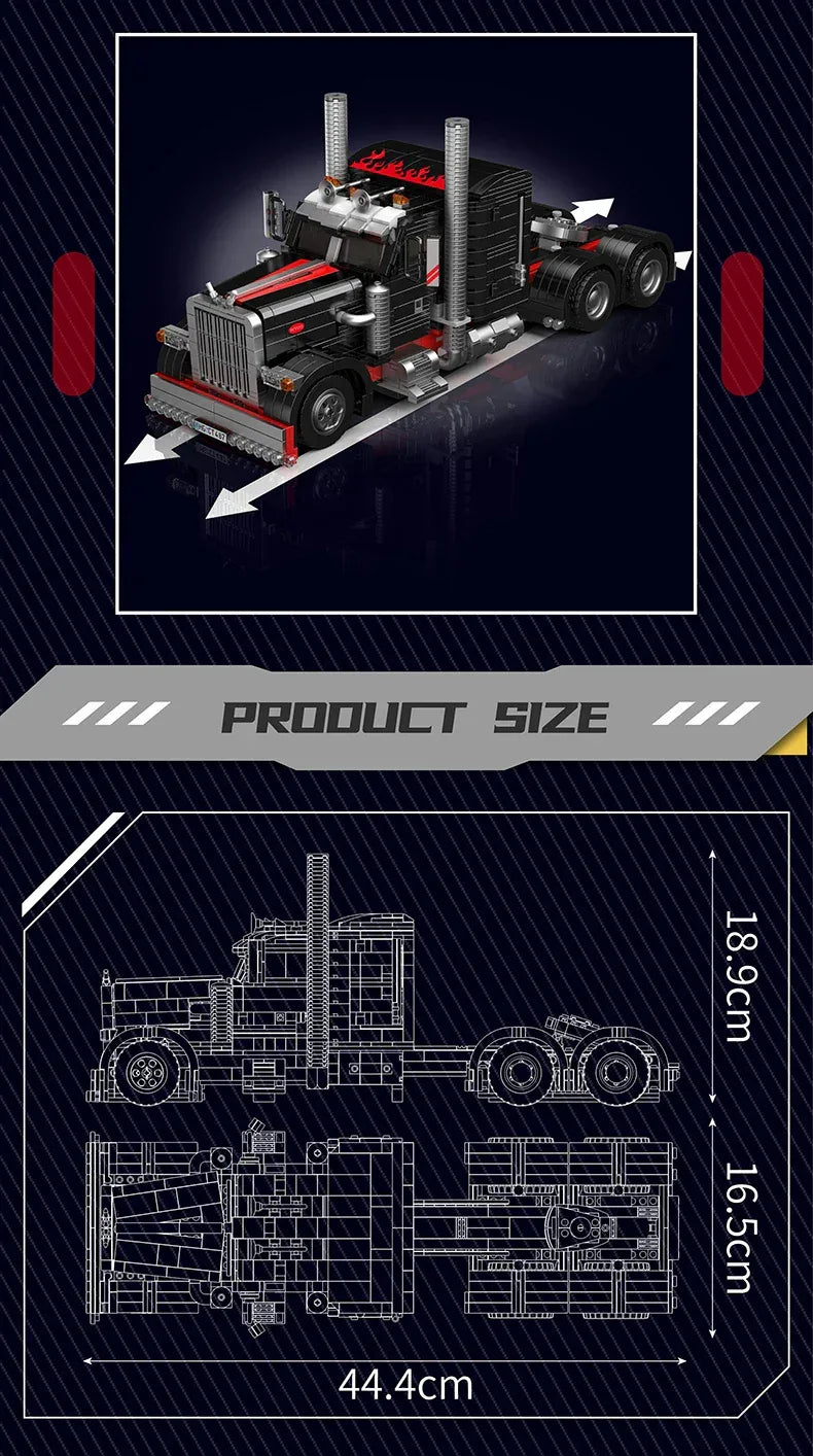 Mould King 10037 Technical Car Toys The American Truck Building Block Assembly Car Brick Set Educational Kids Christmas Gift