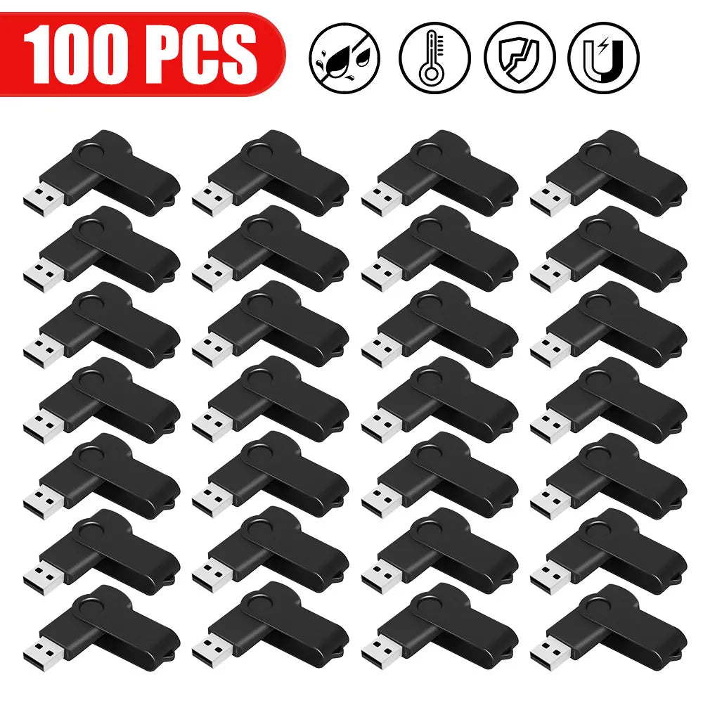 100PCS USB 2.0 Pendrive 128GB 64GB 32GB 16GB 8GB USB Flash Drive 4GB 2GB Free Laser Logo 2.0 USB Flash Drive Stick Best Gift