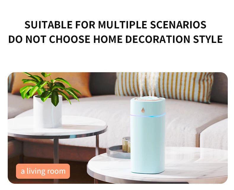 Triple-Nozzle 600mL Waterdrop Mist Humidifier: Fast & Gentle Moisture for Your Space