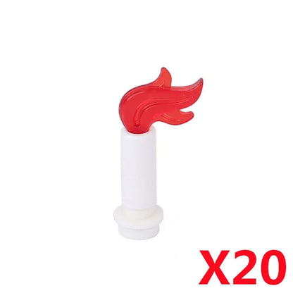 MOC Medieval Campfire Building Block Flame Wave Candle Transparent Wine Bottle Educational Toy Compatible Accessories Brick K054