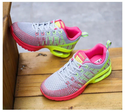 Women's Knitted Running Shoes Colorful Design Breathable Mesh Comfortable Bright Colors Shoes Outdoor Fitness Jogging Walking