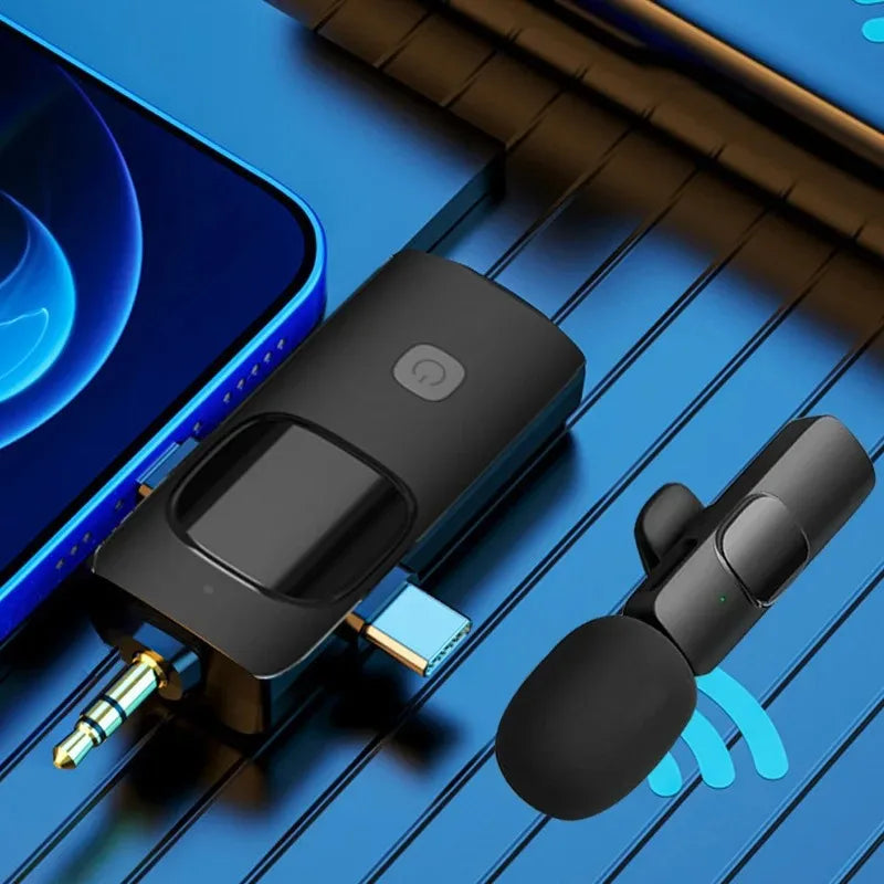 3in1 Wireless Microphone for iPhone Android Cameras Wireless Microphone for Interviews Vlog Noise Cancelling Lavalier Microphone