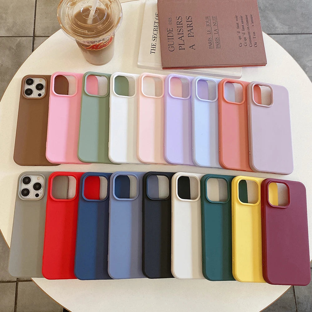Luxury Matte Candy Color Silicone Soft Case For iPhone 17 Air 16E 16 15 14 13 Pro Max Plus Shockproof Back Cover Slim TPU Shell