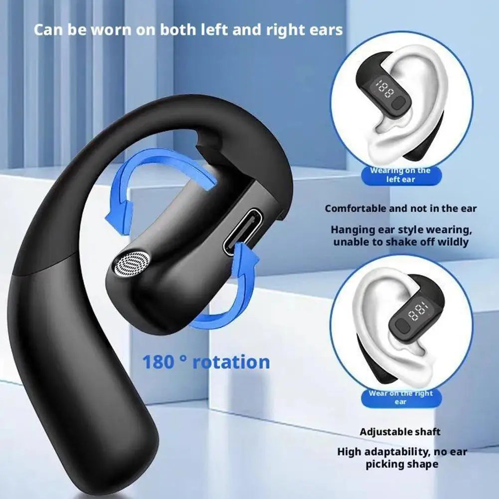 Wireless Bluetooth 5.4 Earphone Long Standby Ear Hook,Business HD Calling Mic Surround Sound Waterproof Earbud Outdoor