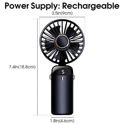 Handheld Mini Fan Foldable Portable USB Charging Neck Fan 1200mAh 5 Speed Settings  Suitable for Home and Outdoor Use