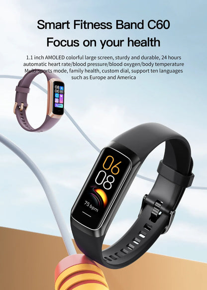 LIGE Amoled Smart Watch Men 2024 Smart Band Women Heart Rate Blood Smartwartch Waterproof Smart Bracelet Sport Fitness Tracker