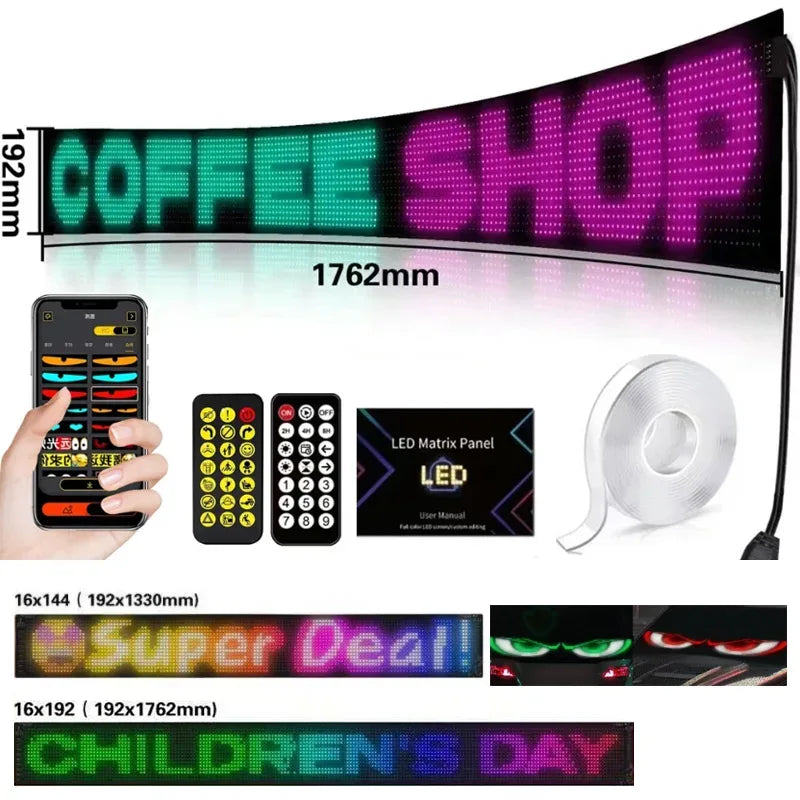 LED Scrolling Advertising Display RGB USB App Bluetooth DIY Devil Eye Overlength Matrix Pixel Panel Pattern Animation Display