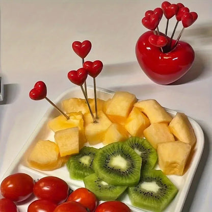 Love Fruit Forks, Stainless Steel Cake Fork Set, Snacks Tableware Set, Kitchen Items, Valentine's Day Party Favors