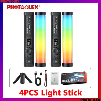 PHOTOOLEX RGB Video Light Handheld Magnetic Tube Light Design  2500K-9000K Photography Studio Lamp 12 Light Effects LED Tube