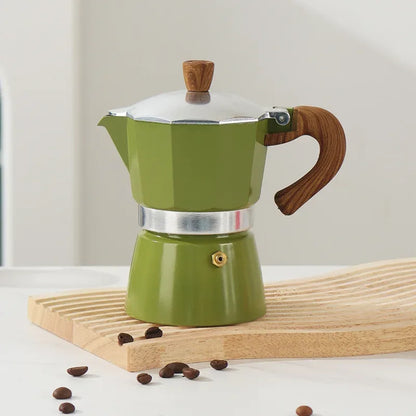 Electric Octagonal 3 Cup Black Coffee Maker Double Valve Moka Coffee Pot Espresso Aluminum Alloy Stainless Steel Moka Pot Set
