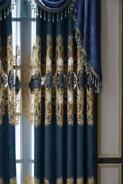 Europe Luxury Style Embroidery Chenille Blackout Curtain High Quality Decoration Living Room Dining Room Bedroom Valance Curtain