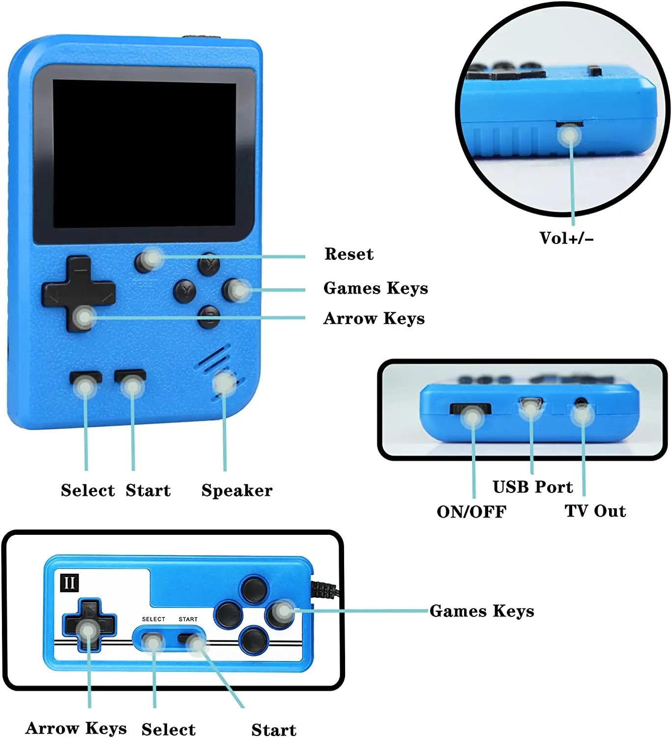 Built-in 400 FC Games with Portable Case 3.0 Inch LCD Screen Video Game Player Kids Boys Gift for Retro Handheld Game Console