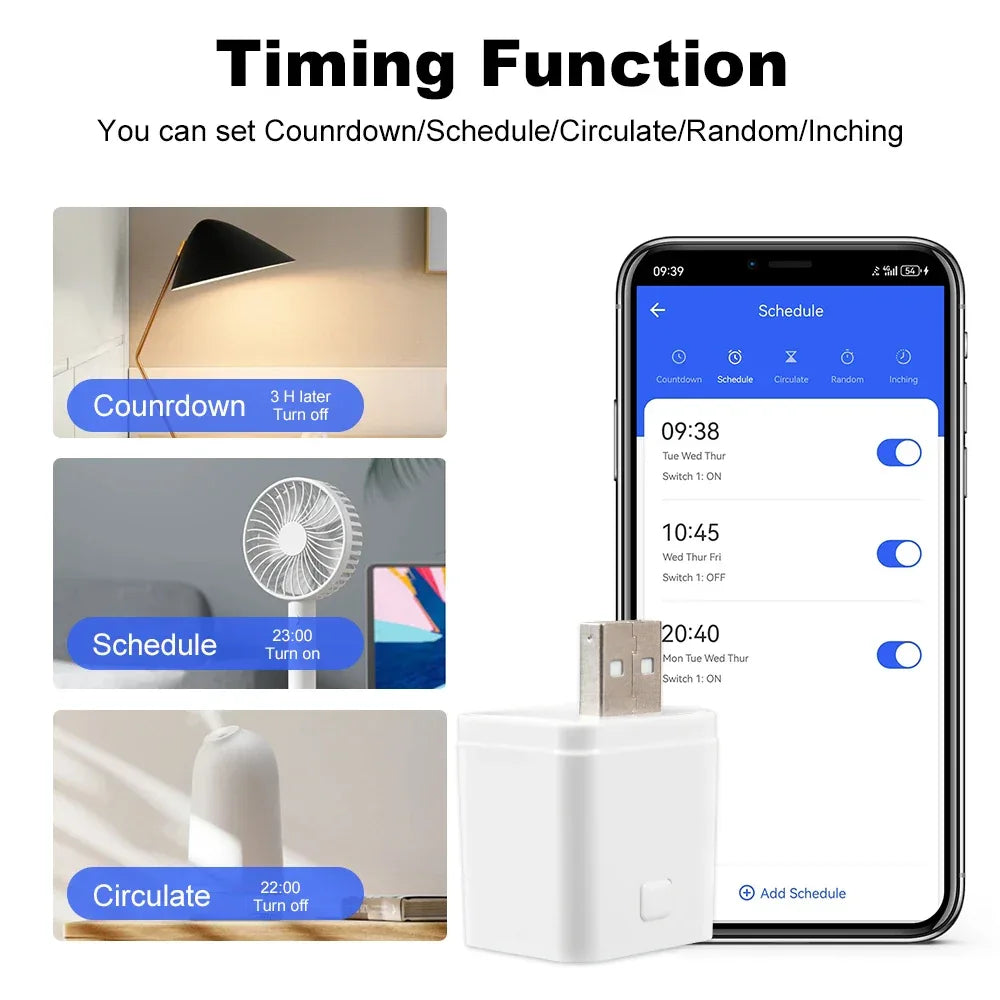 Tuya Smart WiFi/Zigbee Micro USB Adaptor Switch 5V Mini 1 2 3 USB Power Adaptor Smart Life Control Via Alexa Google Yandex Alice