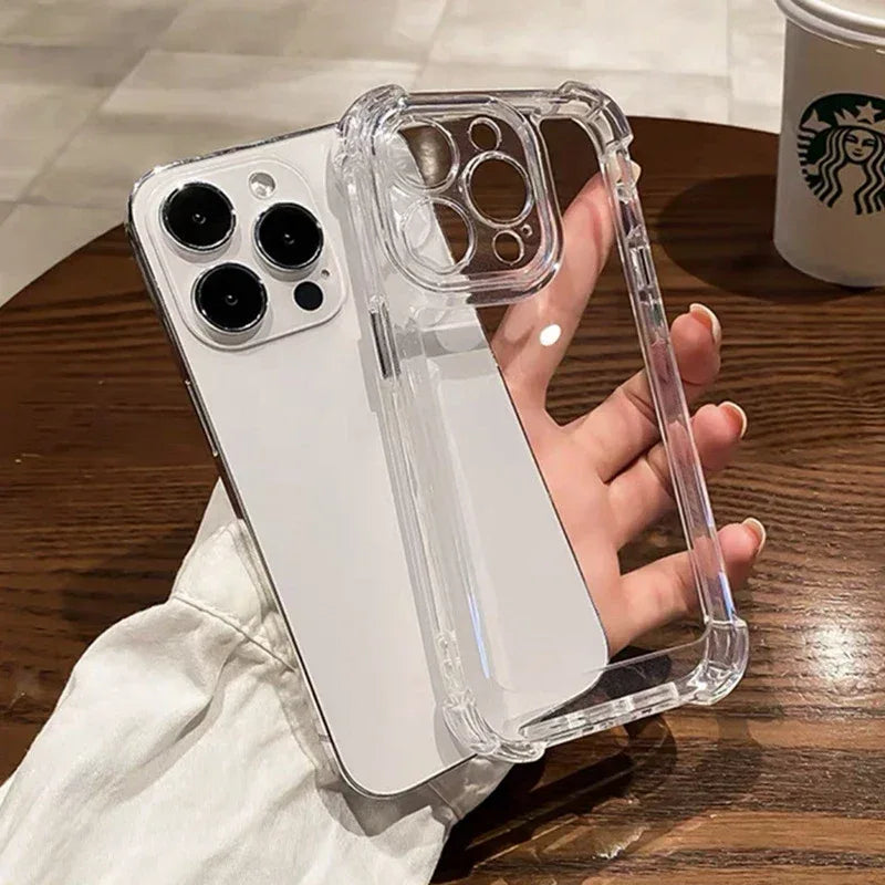 Luxury Shockproof Clear Phone Case For iPhone 15 14 13 12 11 Pro Max XR X XS Max Silicone Bumper Transparent Hard Back Cover