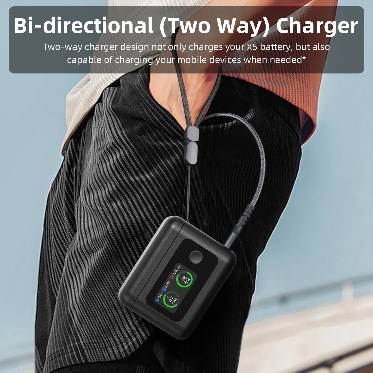 Battery Charger for Insta360 X5 Accessories, 27W Dual Fast Charging Case w/LCD Display, Intelligent Two Way Charger Hub