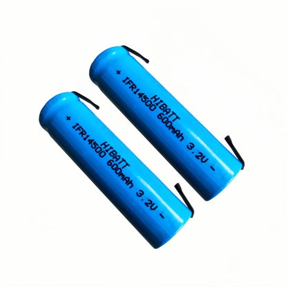 10PCS 14500 LiFePO4 Battery 3.2V 600mAh with solder tabs for Shaver Weight scale Doorbell Mite removal device Microphone Toy