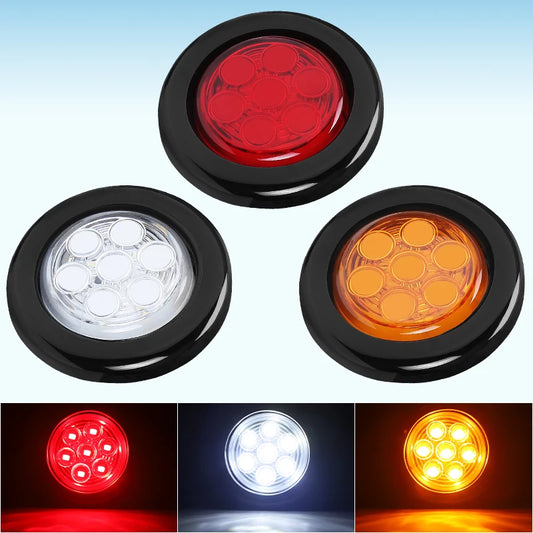 2inch Round led Side Marker Lights Truck Side Lights 12V Trailer Lorry Clearance Lights Rear tali stop lamp Yellow Red White by PDG ibma