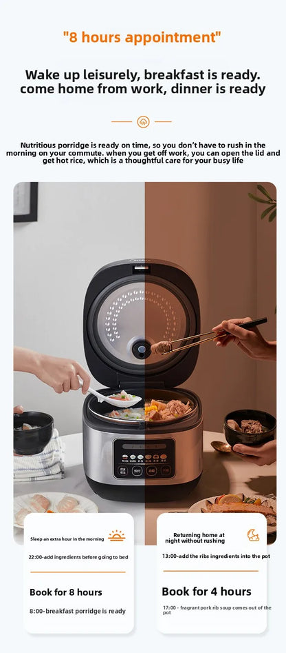 Home-use smart rice cooker with timer function, 4L/5L multi-functional non-stick large capacity MB-RE430