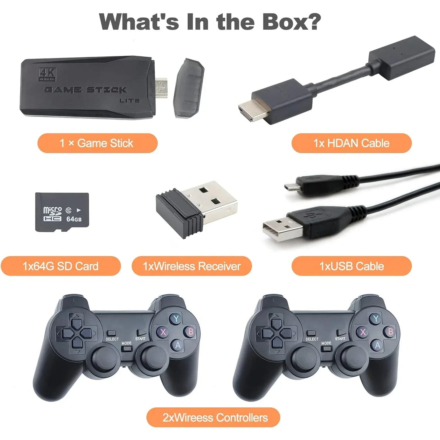 Wireless Retro Game Console, Retro Game Stick 23 Emulators 20,000+ Games 4k Hdmi 4GHz Wireless Controller Video Games for