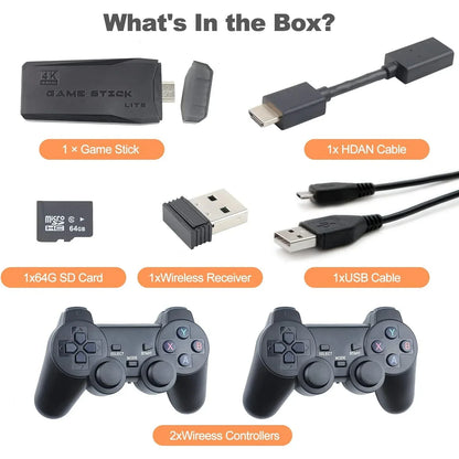 Wireless Retro Game Console, Retro Game Stick 23 Emulators 20,000+ Games 4k Hdmi 4GHz Wireless Controller Video Games for