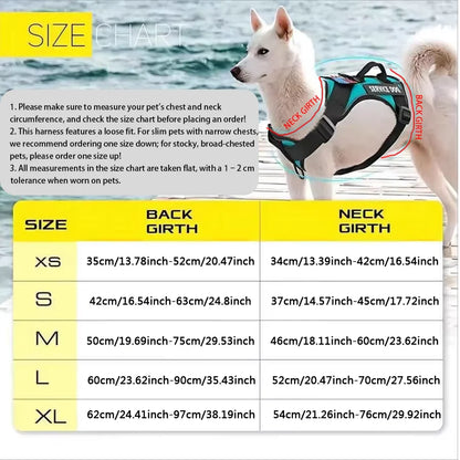 Service Dog Harness, Reflective Dog Vest Harness with 5 PCS Patches, Adjustable Soft Oxford Pet Harness, Inner Layer Mesh, Easy