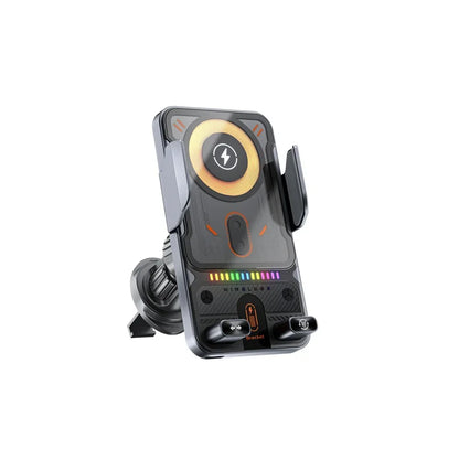 Car Wireless Charger 15W with Automatic Clamping Phone Holder and One Button Operation for Convenient Charging