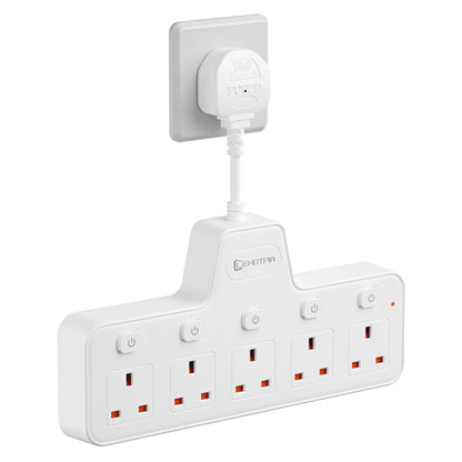 2500W UK Plug Power Strip Wall Mounted Independent Switches, Multitap Network Filter USB-C Ports 2.1A Fast Charging Adapter