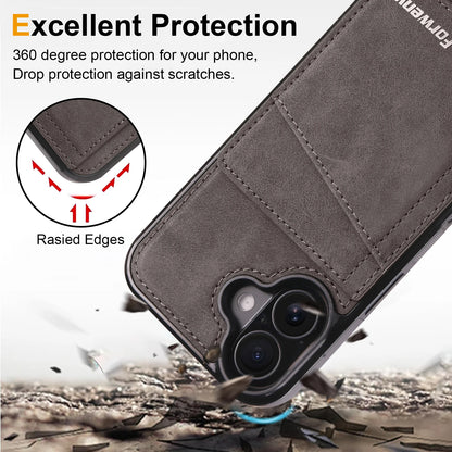 Business Flip Leather Case for iPhone 16 17 Air 16E 15 14 13 12 11 Pro Max Plus Mini Built-in Magnetic Wallet Card Phone Cover
