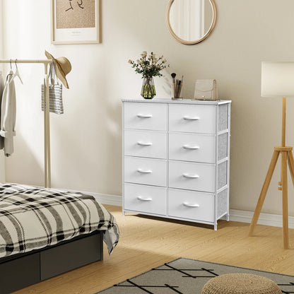 JHK Dresser Children's Wardrobe For Bedroom With 8 Fabric Drawers Storage Cabinet Steel Frame Assembly Closet For Home Furniture