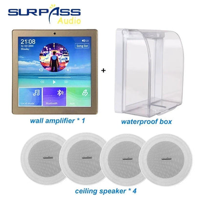 Bluetooth Wall Amplifier Smart Home Audio Mini Touch Screen 4*20W Stereo Sound Music PA System Loudspeaker Ceiling Speaker  suit
