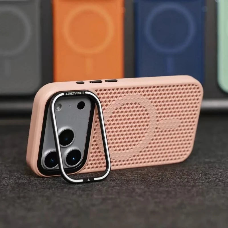 Camera mount mesh cooling case for iPhone 17 Pro Max 15 17 Pro 14 13 12 16 Pro Max For Magsafe wireless charging Shockproof cove