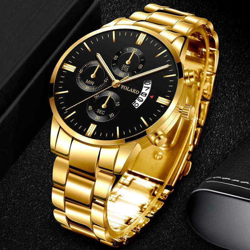 Luxury Men Stainless Steel Watch Calendar Quartz Wristwatch Business Watches Man Clock Relogio Masculino